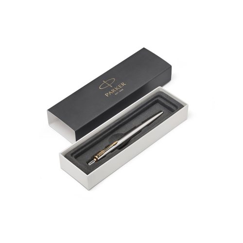 Parker Jotter Stainless Steel Golden Trim in confezione regalo.